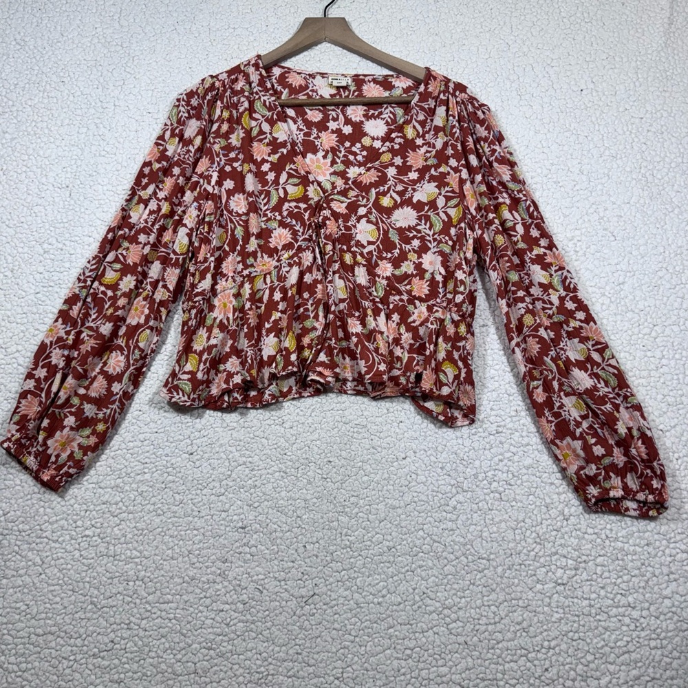 Billabong Womens Time Goes By Cropped Peplum Top Size L Peasant Boho - Picture 4 of 9